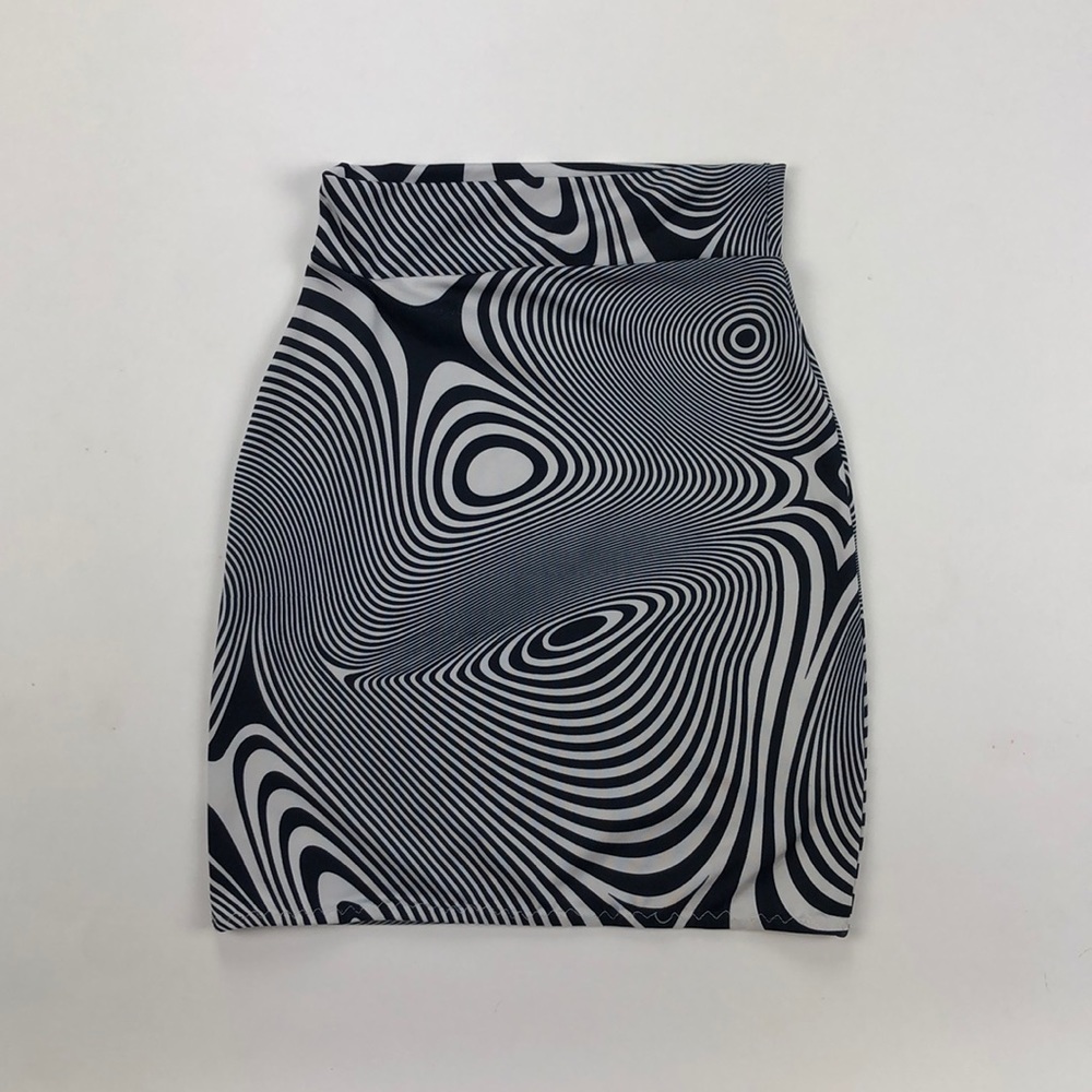 Trippy Black & White Vortex Mini Skirt